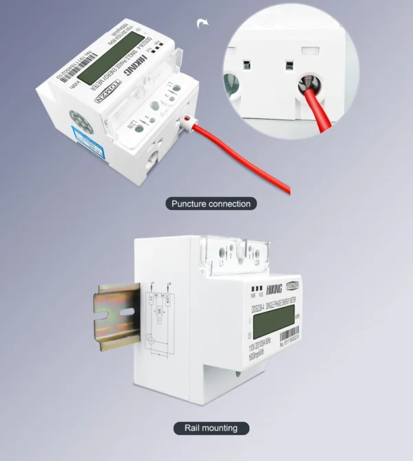 100A 110V 220V 50-60HZ LCD Single phase 2 wire 3 wire Din-rail kWh watt hour energy meter for America - Image 4