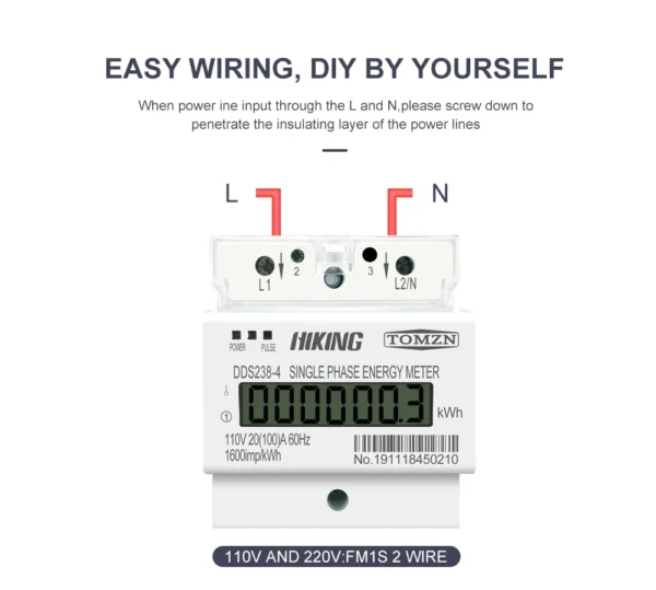 100A 110V 220V 50-60HZ LCD Single phase 2 wire 3 wire Din-rail kWh watt hour energy meter for America - Image 5
