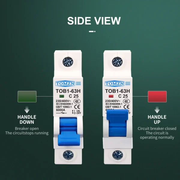 1P AC MCB TOB1-63 C type 230/400V~ 50HZ/60HZ Mini Circuit breaker 3A 6A 10A 16A 20A 25A 32A 40A 50A 63A - Image 4