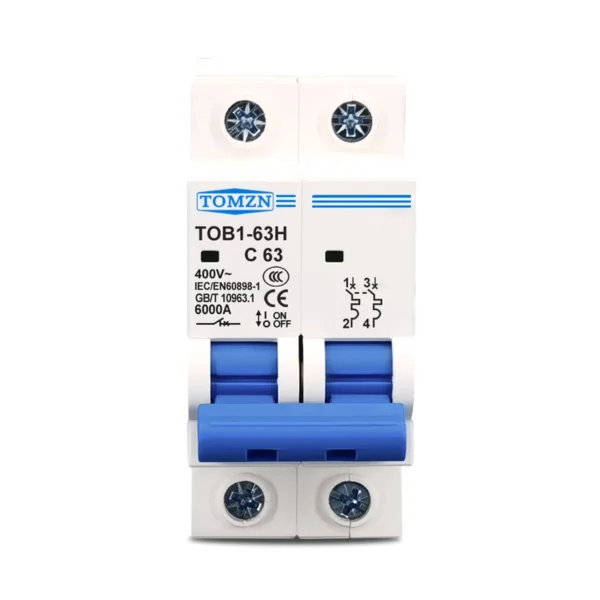 2P AC MCB TOB1-63 C type 230/400V~ 50HZ/60HZ Mini Circuit breaker 6A 10A 16A 20A 25A 32A 40A 50A 63A - Image 4