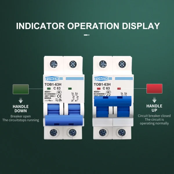 2P AC MCB TOB1-63 C type 230/400V~ 50HZ/60HZ Mini Circuit breaker 6A 10A 16A 20A 25A 32A 40A 50A 63A - Image 6