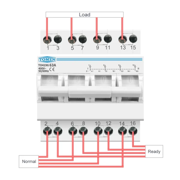 4P 63A 3 phase TOMZN MTS Dual Power Manual Transfer Isolating Switch  Interlock Circuit Breaker - Image 6