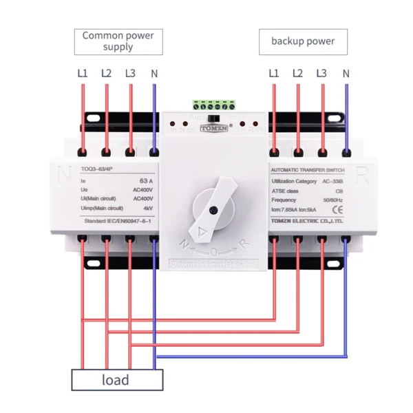 4P 63A 380V MCB type Dual Power Automatic transfer switch ATS - Image 4