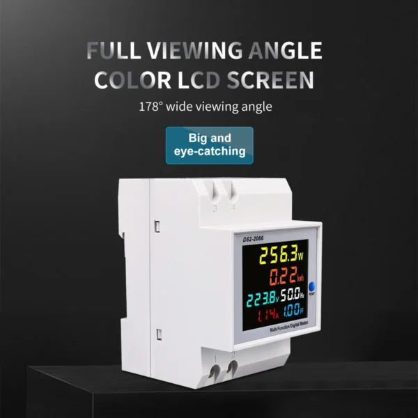 6IN1 din rail AC monitor 110V 220V 380V 100A Voltage Current Power Factor Active KWH Electric energy Frequency meter VOLT AMP - Image 2