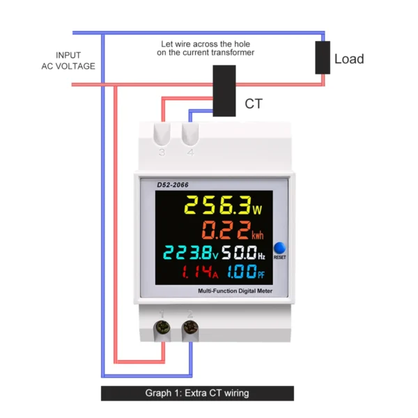6IN1 din rail AC monitor 110V 220V 380V 100A Voltage Current Power Factor Active KWH Electric energy Frequency meter VOLT AMP - Image 4