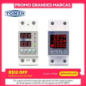 Din Rail Dual Display Adjustable Over Voltage Current and Under Voltage Protective Device Protector Relay 40A 63A 80A 220V 230V