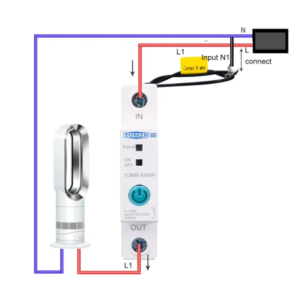 Din Rail WIFI Circuit Breaker Smart Switch Remote Control by Ewelink APP for Smart Home 18mm 63A TOMZN TOB8E-63WIFI - Image 5