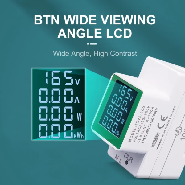4IN1 din rail AC monitor 110V 220V 100A Voltage Current KWH Electric energy meter VOLT AMP voltmeter ammeter Wattmeter - Image 2