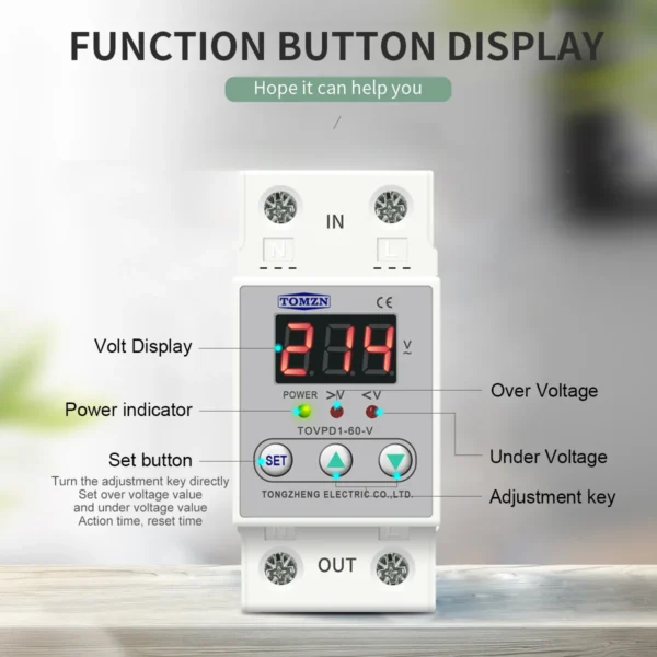 Din rail voltage display relay adjustable over under voltage proteciotn device automatic reconnect protector 40A 60A - Image 6