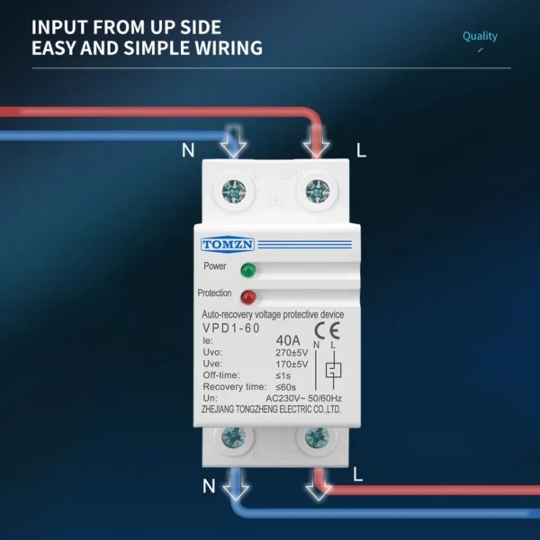 1 pcs 40A 230V Din rail automatic recovery reconnect over voltage and under voltage protective device protection relay - Image 4