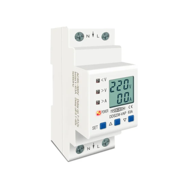 63A 80A 110V 230V Din rail adjustable over under voltage protective device protector current limit protection Voltmeter Kwh - Image 2