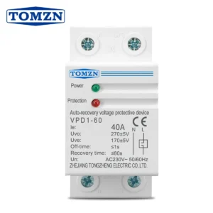 40A 60A 230V Din rail automatic recovery reconnect over voltage and under voltage protective device protection relay