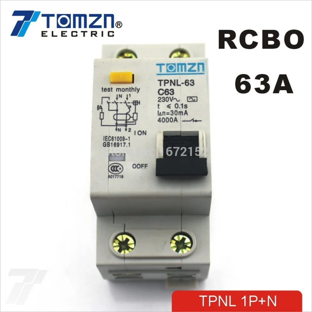 DPNL 1P+N 63A 230V~ 50HZ/60HZ Residual current Circuit breaker with over current and Leakage protection RCBO - Image 2