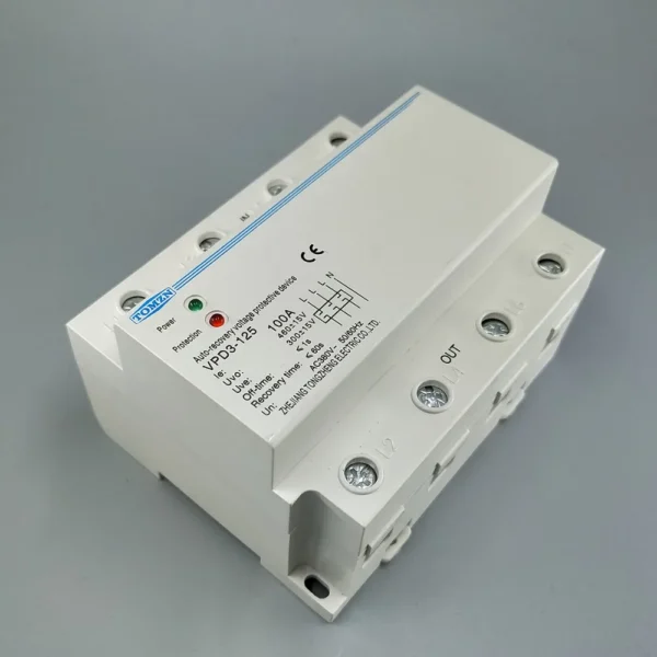 100A 380V Three Phase four wire Din rail automatic recovery over voltage and under voltage protective protection relay - Image 5