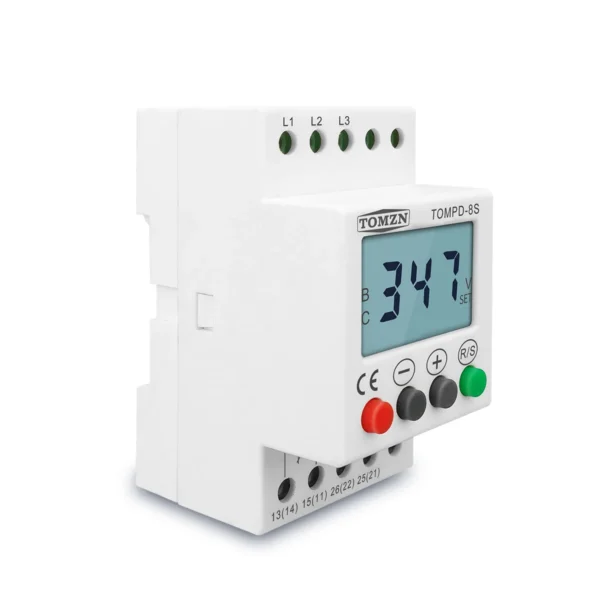 3 Phase Din rail adjustable Under Over Voltage Protector Voltage Monitoring Sequence Protection Relay - Image 2