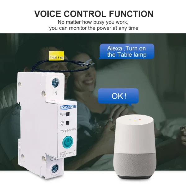 63A  Din Rail WIFI Circuit Breaker Smart Switch Remote Control by Ewelink APP for Smart Home 18mm 63A without metering function - Image 4