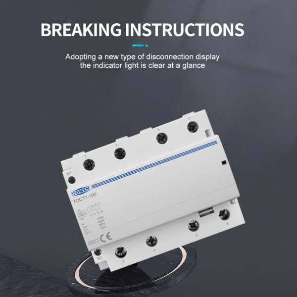 TOCT1-100 4P 100A 4NO 400V 50/60HZ Din rail Household ac Modular contactor 4NO or 2NO 2NC 230V coli - Image 4