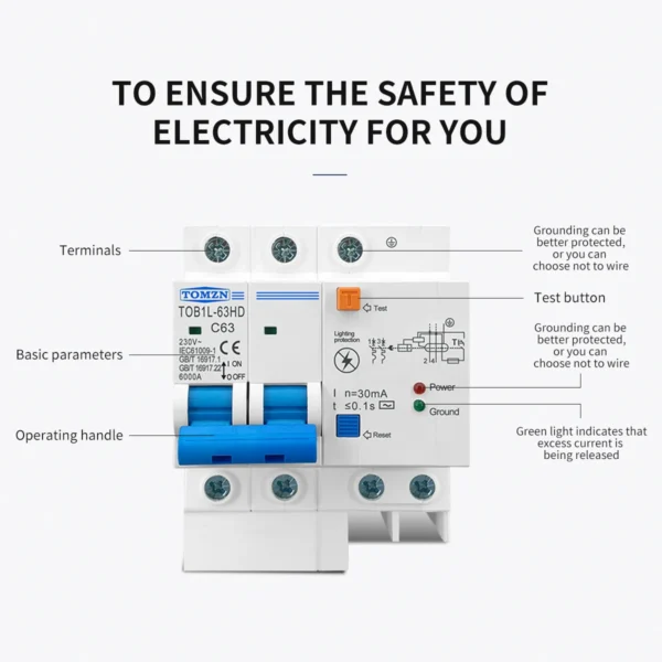 Main switch Residual current circuit breaker with surge protector RCBO MCB with Lightning protection SPD - Image 5