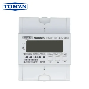 TOMZN 3*230/400V 3*120V/208V 100A 5ACT Three Phase Energy Meter kWh Bi-directional Action Reaction kW Voltage Current PF RS485