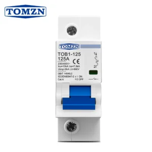 TOMZN 1P AC MCB TOB1-125 230/400V~ 50Hz/60Hz Mini Circuit breaker 80A 100A 125A High-current 10kA PA66 DIN RAIL 35MM