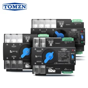 TOMZN Din Rail 3 phase 2P3P4P 63A 100A 125A 110V Dual Power Automatic Transfer Electrical Selector Switch Uninterrupted TOQ7 NEW