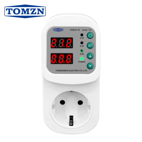 TOMZN TOSVA-16 Automatic Voltage current Protector Socket AC 110V 220V Adjustable 16A Power Surge Protector EU Plug Socket