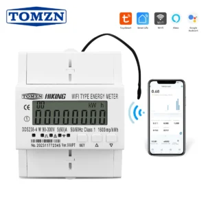 60A 90-300V TUYA WIFI Smart Leakage Energy Meter kWh Temperature Circuit Breaker Timer With Voltage Current Protector RS485