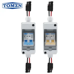 TOMZN Solar photovoltaic PV Combiner Box with circuit breaker IP65 HT 2ways 1 input 1 out DC with matching wires Waterproof Box