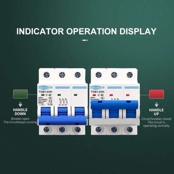3P AC MCB TOB1-63 C type 230/400V~ 50HZ/60HZ Mini Circuit breaker 3A 6A 10A 16A 20A 25A 32A 40A 50A 63A - Image 6