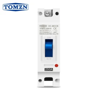 TOMZN 1P DC 250V DC Solar Molded Case Circuit Breaker MCCB Overload Protection Switch Protector for Solar Photovoltaic PV
