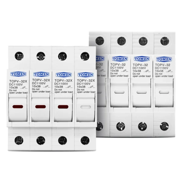 TOMZN 4P 1100V DC Fuse Holder 10*38mm High Voltage Solar PV TOPV-32X Base Photovoltaic System Protection Protector gPV LED - Image 6