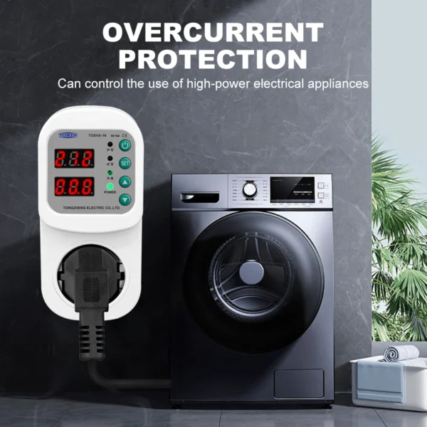 TOMZN TOSVA-16 Automatic Voltage current Protector Socket AC 110V 220V Adjustable 16A Power Surge Protector EU Plug Socket - Image 3