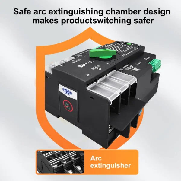 TOMZN Din Rail 3 phase ATS for PV 3P 63A 100A 125A 230V Dual Power Automatic Transfer Electrical Selector Switch Uninterrupted - Image 6