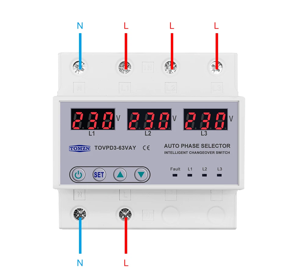 Three phase 3P+N Din rail phase selector Voltmeter with adjustable Over and Under Voltage protection Monitor Relays Protector - Image 2