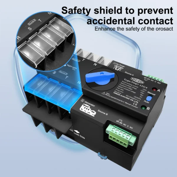 TOMZN Din Rail 3 phase 2P3P4P 63A 100A 125A 110V Dual Power Automatic Transfer Electrical Selector Switch Uninterrupted TOQ7 NEW - Image 6
