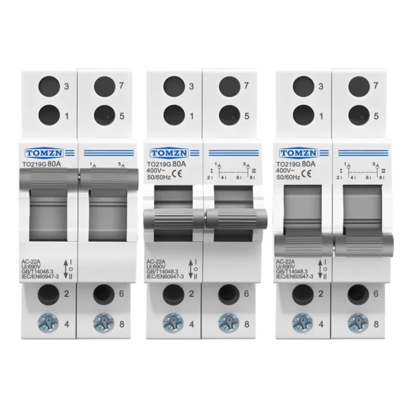 TOMZN TO219G 2P 400V~ AC 80A MTS Dual Power Manual Transfer Isolating Interlock Circuit Breaker Disconnectable Changeover Switch - Image 2