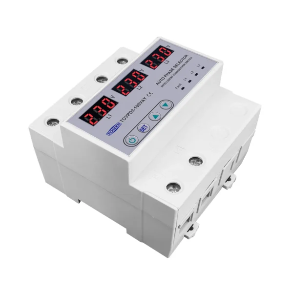 100A 3 phase 3P+N Din rail phase selector Voltmeter with adjustable Over and Under Voltage protection Monitor Relays Protector - Image 3