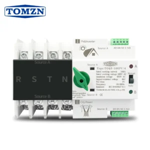 4P 3 Phase 4 wire Din Rail ATS for PV and inverter Dual Power Automatic Transfer Selector Switches Uninterrupted 63A 100A 125A