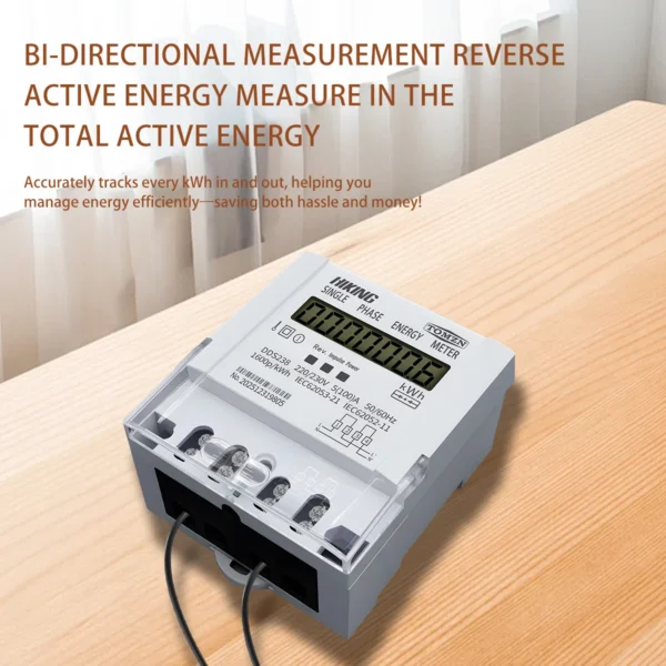 TOMZN DDS238 BD Bi-directional reverse active energy meter 5-100A 220/230V 50/60HZ Single phase Din rail KWH Watt hour LCD - Image 6