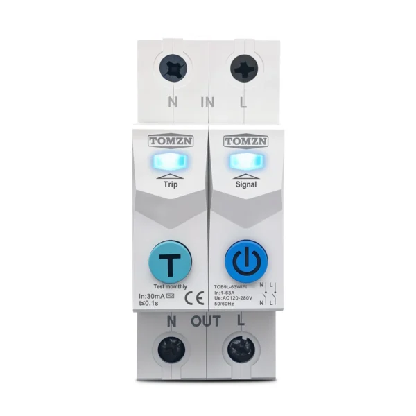 TOMZN TUYA 1-63A TOMZN 2P WIFI Smart Switch Energy Meter Circuit Breaker voltage current leakage protection Relay cut off L+N - Image 6