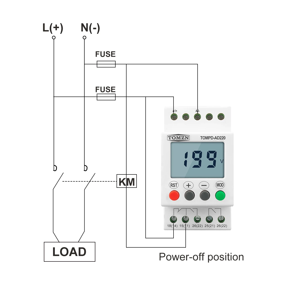 AC DC 110V-240V TOMZN DIN rail over and under voltage protection monitoring relays protector - Image 5