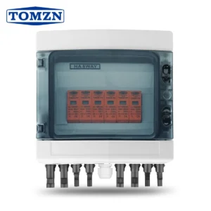 Solar photovoltaic lightning protection grounding box PV Combiner 4 input 1 out DC 1200V Fuse Waterproof Box IP65 8 ways
