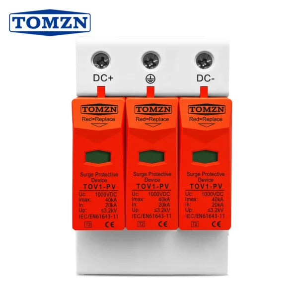 TOV1-PV SPD DC 1200V TOMZN 20KA~40KA House Surge Protector Protective Low-voltage Arrester Device
