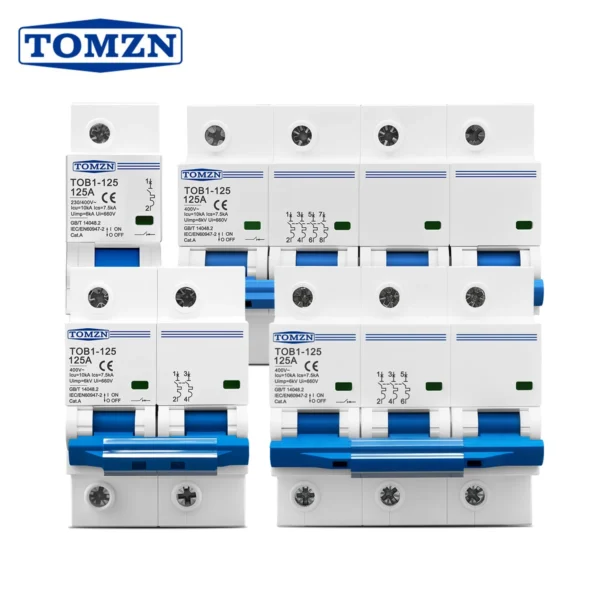 1P 2P 3P 4P 400V AC High-current MCB 80A 100A 125A Circuit Breaker Switch 35MM Din Rail Short-circuit Overload Protection 10kA