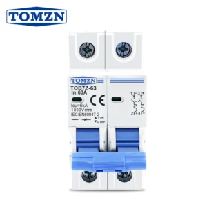 TOMZN TOB7Z-63 2P DC 1000V Solar Mini Circuit Breaker 3A 6A 10A 16A 20A 25A 32A 40A 50A 63A DC MCB for PV System
