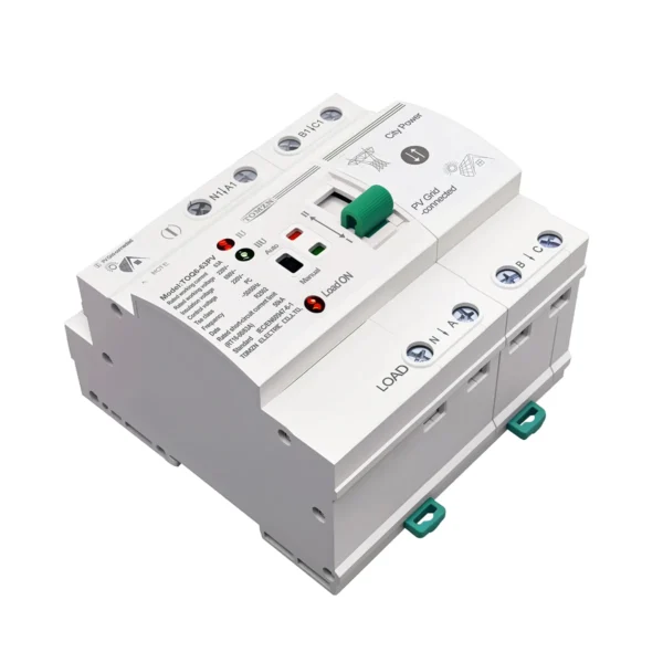 TOMZN Din Rail small PV ATS 2P4P 63A 230V Dual Power Automatic Transfer Electrical Selector Switch Uninterrupted - Image 3