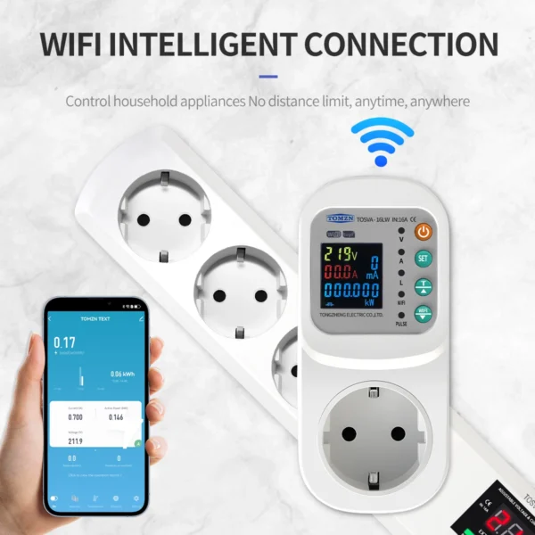 TOMZN TOSVA-16LW EU WIFI TUYA voltage current leakage Socket AC 110V 220V Adjustable 1-16A Power Surge Protector metering timer - Image 4