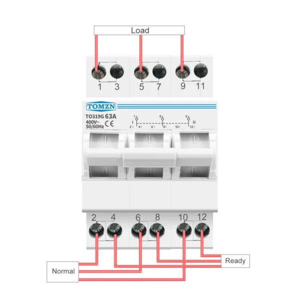 TOMZN 3P 63A MTS Dual Power Manual Transfer Isolating Switch  Interlock Circuit Breaker - Image 6