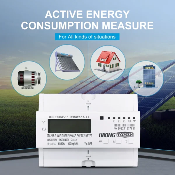 3 phase 80A TOMZN Tuya WIFI Smart Bidirectional Energy Meter timer Power Consumption Monitor kWh  switch Wattmeter 3*120V 3*220V - Image 2