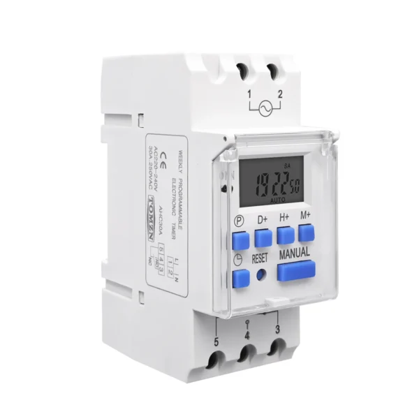 TOMZN AC 220V 230V 12V 24V 48V 16A 1NO 1NC Din Rail single phase Weekly 7 Days Programmable Digital TIME SWITCH Relay Timer - Image 3